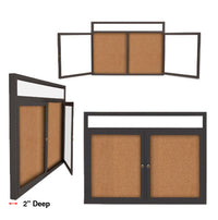 72 x 36 Enclosed Outdoor Bulletin Boards with Header & Lights 2 DOOR