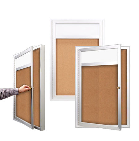 Outdoor Enclosed Bulletin Boards 27 x 40 with Header & Light (Single Door)