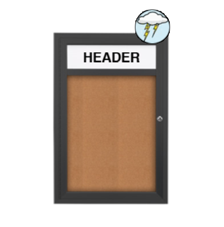 Outdoor Enclosed Bulletin Boards with Header 8.5 x 11 (Single Door)