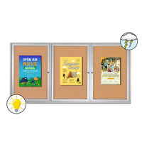 72 x 48 Enclosed Outdoor Bulletin Boards with Lights (3 DOORS)