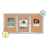 84 x 30 Enclosed Outdoor Bulletin Boards with Lights (3 DOORS)