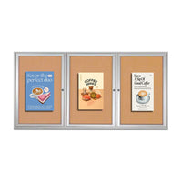 96 x 36 Enclosed Outdoor Bulletin Boards with Lights (3 DOORS)