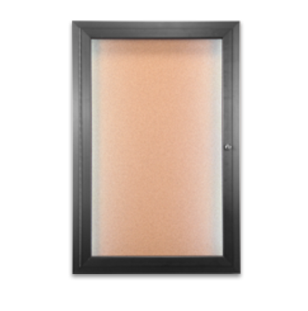 36x48 Outdoor LED Lighted Enclosed Cork Bulletin Boards | Single Door Metal Display Case