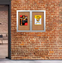 48x36 Enclosed Outdoor Bulletin Boards with Radius Edge (2 DOORS)