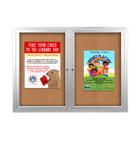 48x48 Enclosed Outdoor Bulletin Boards with Radius Edge (2 DOORS)