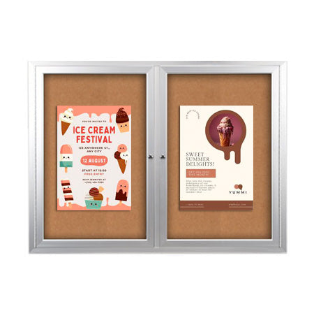 60x40 Enclosed Outdoor Bulletin Boards with Radius Edge (2 DOORS)