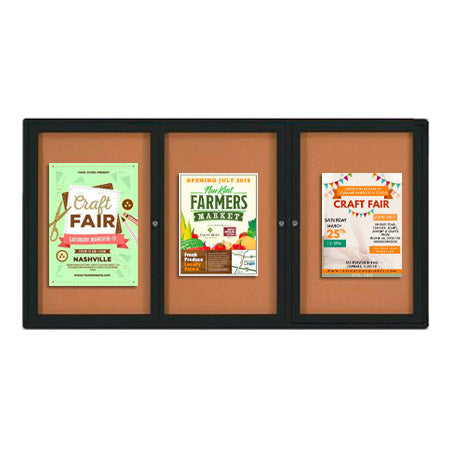 72x24 Enclosed Outdoor Bulletin Boards with Radius Edge (3 DOORS)