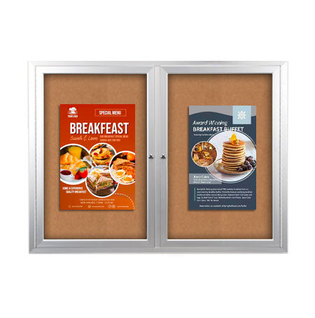 72x36 Enclosed Outdoor Bulletin Boards with Radius Edge (2 DOORS)