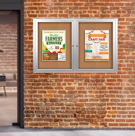 84x48 Enclosed Outdoor Bulletin Boards with Radius Edge (2 DOORS)