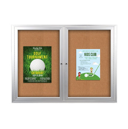 96x24 Enclosed Outdoor Bulletin Boards with Radius Edge (2 DOORS)