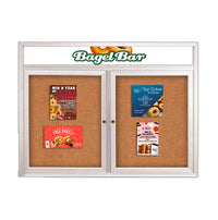 Enclosed Outdoor Bulletin Boards 40 x 40 with Message Header and Radius Edge (2 DOORS)