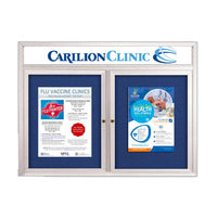 Enclosed Outdoor Bulletin Boards 60 x 36 with Message Header and Radius Edge (2 DOORS)