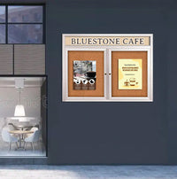 Enclosed Outdoor Bulletin Boards 60 x 60 with Message Header and Radius Edge (2 DOORS)