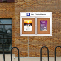 Enclosed Outdoor Bulletin Boards 72 x 36 with Message Header and Radius Edge (2 DOORS)