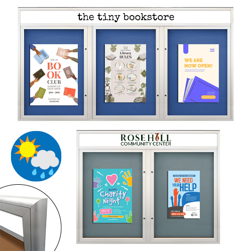 EXTREME WeatherPlus™ Radius Edge Enclosed Outdoor Bulletin Boards | Wall Mount Lockable Multi-Door Display Cases in 35+ Sizes