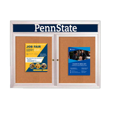 Enclosed Outdoor Bulletin Boards 60 x 30 with Header & Lights (Radius Edge) (2 DOORS)