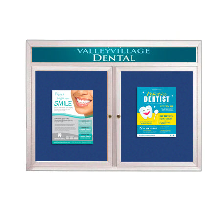 Enclosed Outdoor Bulletin Boards 60 x 40 with Header & Lights (Radius Edge) (2 DOORS)