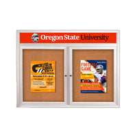 Enclosed Outdoor Bulletin Boards 96 x 24 with Header & Lights (Radius Edge) (2 DOORS)