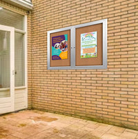 Enclosed Outdoor Bulletin Boards 40 x 40 with Interior Lighting and Radius Edge (2 DOORS)