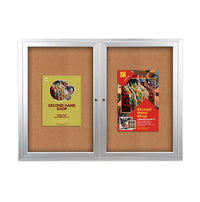 Enclosed Outdoor Bulletin Boards 72 x 24 with Interior Lighting and Radius Edge (2 DOORS)