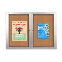 Enclosed Outdoor Bulletin Boards 84 x 24 with Interior Lighting and Radius Edge (2 DOORS)