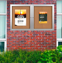 Enclosed Outdoor Bulletin Boards 96 x 24 with Interior Lighting and Radius Edge (2 DOORS)