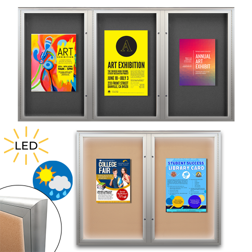Illuminated WeatherPlus 2-3 Door Radius Edge Bulletin Board Displays OutdoorDisplayCases Illuminated WeatherPlus 2-3 Door Radius Edge Bulletin Board Displays OutdoorDisplayCases