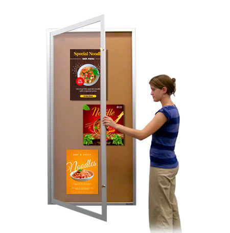 Extra Large 24x84 Outdoor Enclosed Bulletin Board Swing Cases with Lights (Single Door)