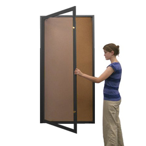 Extra Large 48x84 Outdoor Enclosed Bulletin Board Swing Cases with Lights (Single Door)