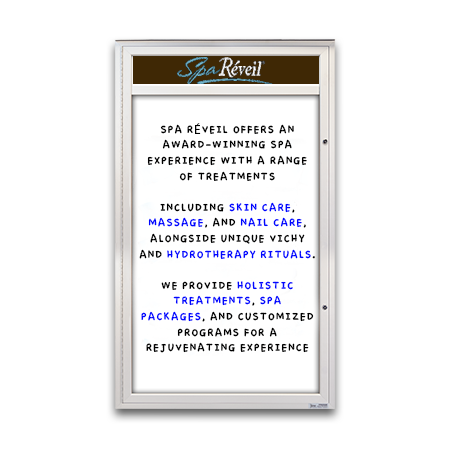 Extreme WeatherPlus Extra Large Radius Edge Outdoor Dry Erase Marker Board Cases with Header | Gloss White Message Board