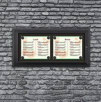 Outdoor Enclosed Magnetic Restaurant Menu Display Case | 14" x 11" Landscape | Holds Two Landscape Menus ACROSS