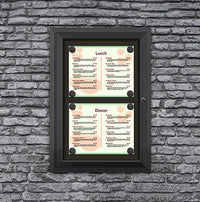 Outdoor Enclosed Magnetic Restaurant Menu Display Case | 14" x 11" Landscape | Holds Two Landscape Menus STACKED