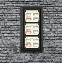 Outdoor Enclosed Magnetic Restaurant Menu Display Case | 14" x 11" Landscape | Holds Three Landscape Menus STACKED