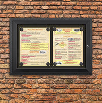 Outdoor Enclosed Magnetic Restaurant Menu Display Case | 11" x 14" Portrait | Holds Two Portrait Menus ACROSS