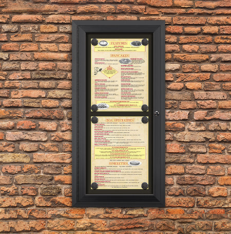 Outdoor Enclosed Magnetic Restaurant Menu Display Case | 11" x 14" Portrait | Holds Two Portrait Menus STACKED