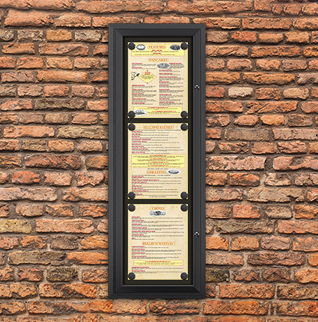 Outdoor Enclosed Magnetic Restaurant Menu Display Case | 11" x 14" Portrait | Holds Three Portrait Menus STACKED