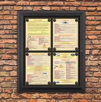 Outdoor Enclosed Magnetic Restaurant Menu Display Case | 11" x 14" Portrait | Holds Four Portrait Menus 2 TOP 2 BOTTOM