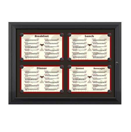Magnetic Enclosed Outdoor Menu Display Case - Holds 2 Tom and 2 Bottom ...