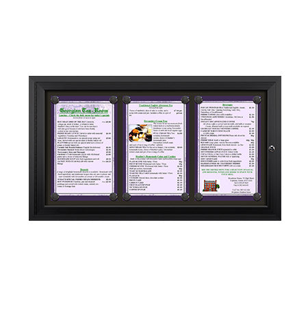 Outdoor Enclosed Magnetic Restaurant Menu Display Case | 11" x 17" Portrait | Holds Three Portrait Menus ACROSS