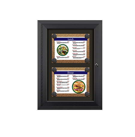 Outdoor Enclosed Magnetic Restaurant Menu Display Case | 11" x 8 1/2" Landscape | Holds Two Landscape Menus STACKED