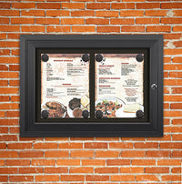 Outdoor Enclosed Magnetic Restaurant Menu Display Case | 8 1/2" x 11" Portrait | Holds Two Portrait Menus ACROSS