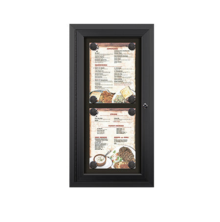 Outdoor Enclosed Magnetic Restaurant Menu Display Case | 8 1/2" x 11" Portrait | Holds Two Portrait Menus STACKED