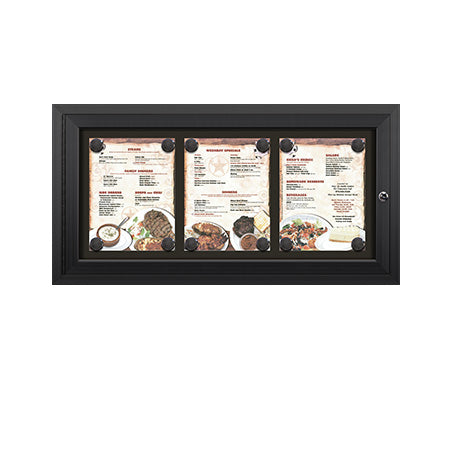 Magnetic Outdoor Menu Display Case - Holds 3 8.5x11 Portrait Menus ...