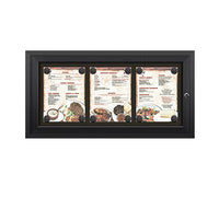 Outdoor Enclosed Magnetic Restaurant Menu Display Case | 8 1/2" x 11" Portrait | Holds Three Portrait Menus ACROSS