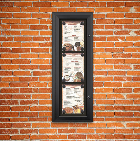 Display Case Menu Rustic Magnetic Outdoor Menu Display Case for 3 Portrait Menus 8.5x11 Stacked ...