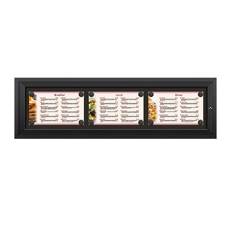 3 Across 14x85 Landscape Menus - Magnetic Enclosed Outdoor Menu Display ...