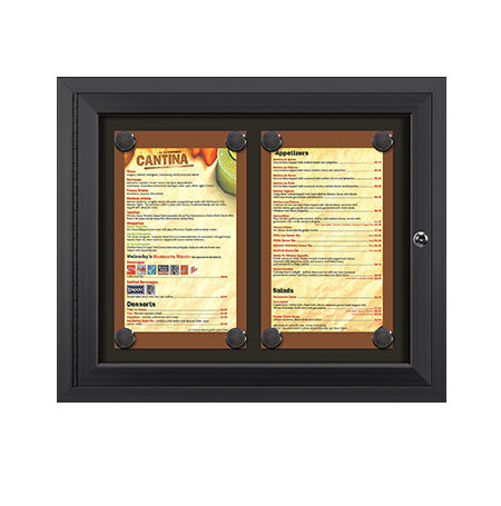 Outdoor Enclosed Magnetic Restaurant Menu Display Case | 8 1/2" x 14" Portrait | Holds Two Portrait Menus ACROSS