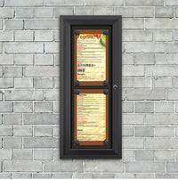 Outdoor Enclosed Magnetic Restaurant Menu Display Case | 8 1/2" x 14" Portrait | Holds Two Portrait Menus STACKED