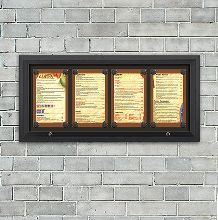 85x14 Magnetic Outdoor Menu Display Case - Holds 4 Portrait Menus ...