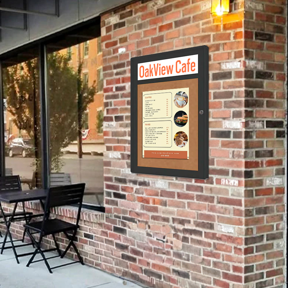 Outdoor Menu Cases + Header + LED Lights + Radius Edge Cabinet 9 Sizes ...